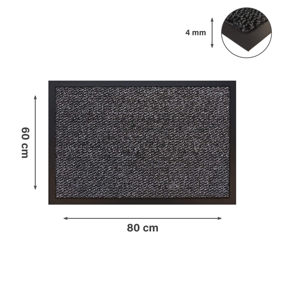 FUSSMATTE SIENA - Anthrazit, Textil (60/80cm) - Lieblings Ding