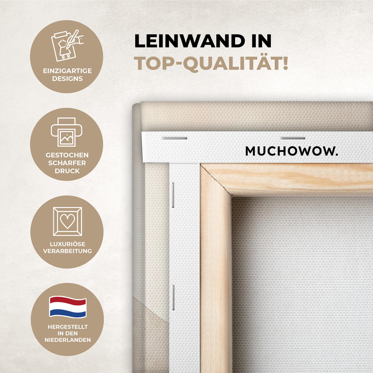 LEINWANDBILD Beige - Natur - Abstrakt - Modern 40x30 cm - Beige, Textil (40/30cm) - MuchoWow