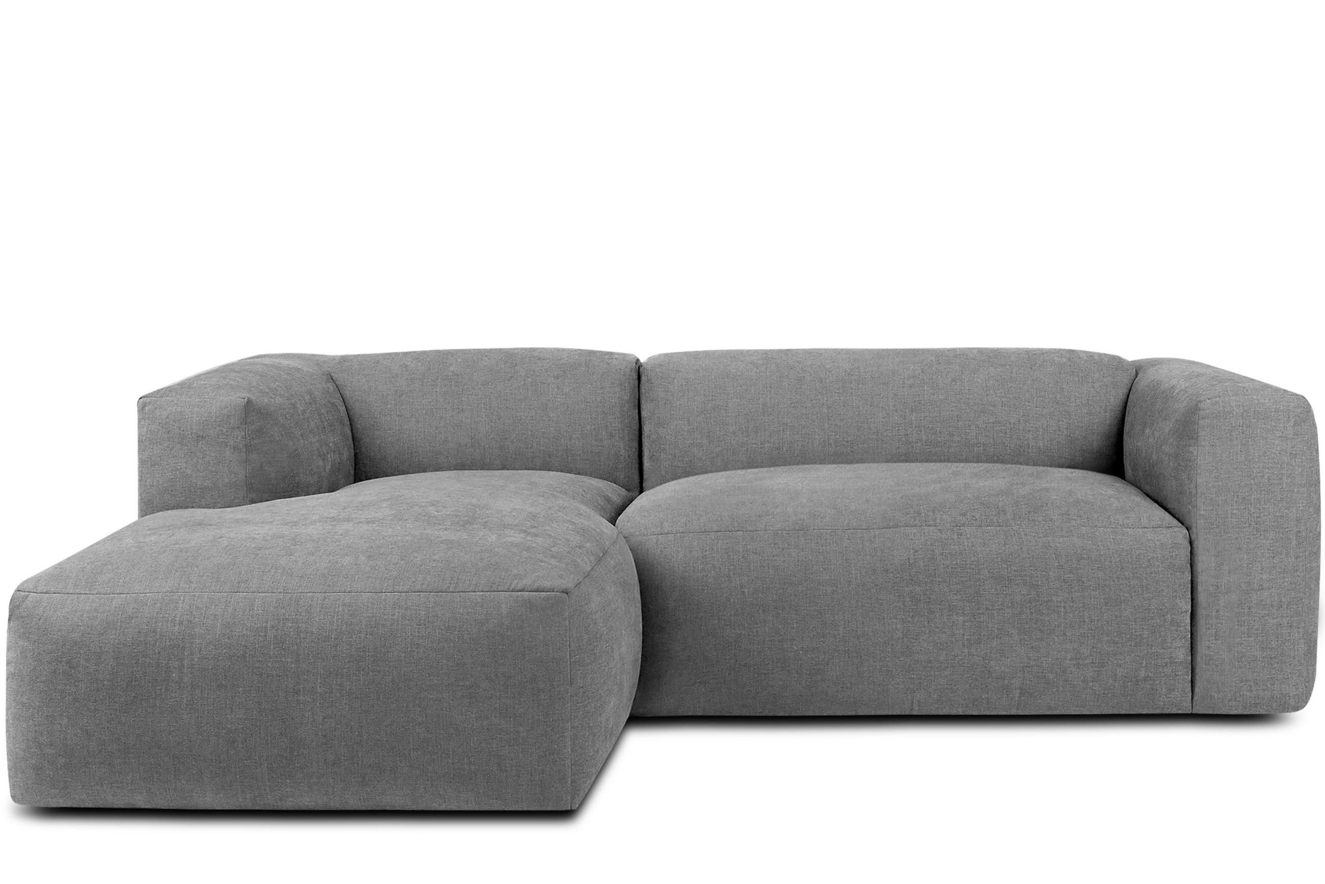 ECKMODULSOFA-LINKS BUFFO 3/4 Sitzer mit extrem weicher Sitzfläche, Gewebestoff, hell aschfahl - Hellgrau, Textil (237/180cm) - KONSIMO®