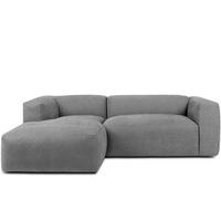 ECKMODULSOFA-LINKS BUFFO 3/4 Sitzer mit extrem weicher Sitzfläche, Gewebestoff, hell aschfahl - Hellgrau, Textil (237/180cm) - KONSIMO®