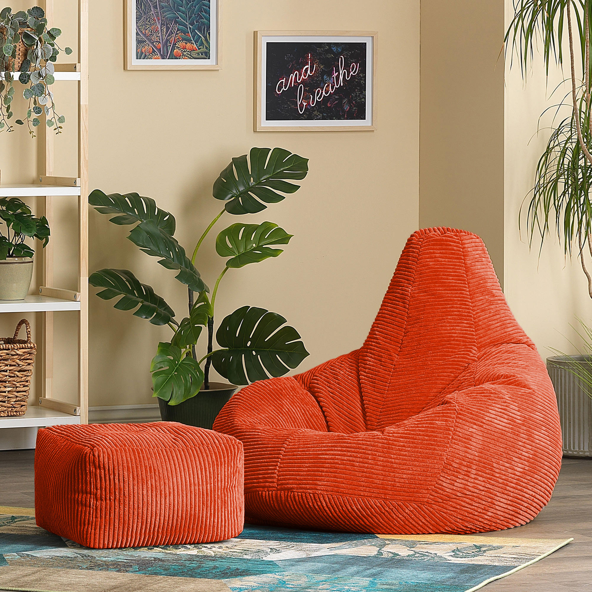 SITZSACK Dalton mit Hocker - Terracotta, Textil (90/73/84cm) - icon