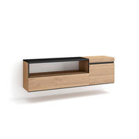TV-SCHRANK eiche, schwarz, Hängend, 150/35/45cm - Naturfarben, Holzwerkstoff (150/45/35cm) - Skraut Home