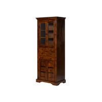 VITRINE Akazie 80x50x195 nougat lackiert OXFORD #454 - Dunkelbraun, Holz (80/195/50cm) - Massivmoebel24