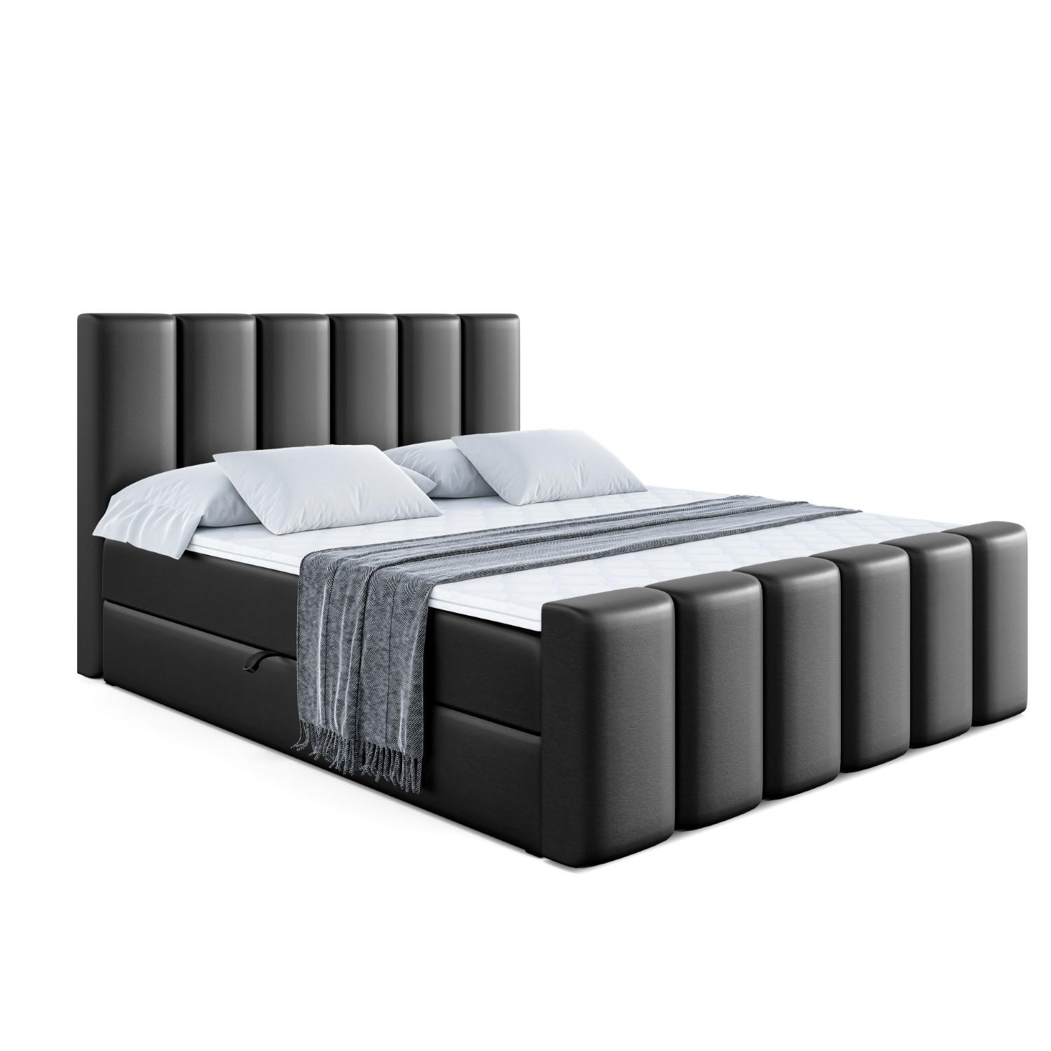 ALTDECOR AMERICKÁ postel BOXI1-Z – 180 × 200 cm – H4 – vysoce lesklá černá