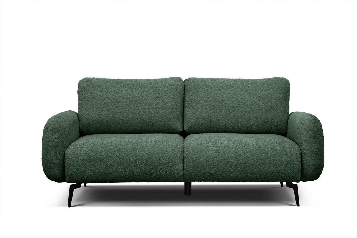 SOFA FEBE 3-Sitzer, olivgrün - Schwarz/Olivgrün, Holz/Textil (190/82/96cm) - Courtois Laville