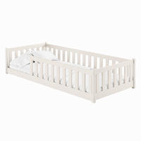 BODENBETT 80x180 cm in Baumwolle - Beige, Holz (80/180cm) - Kids Collective