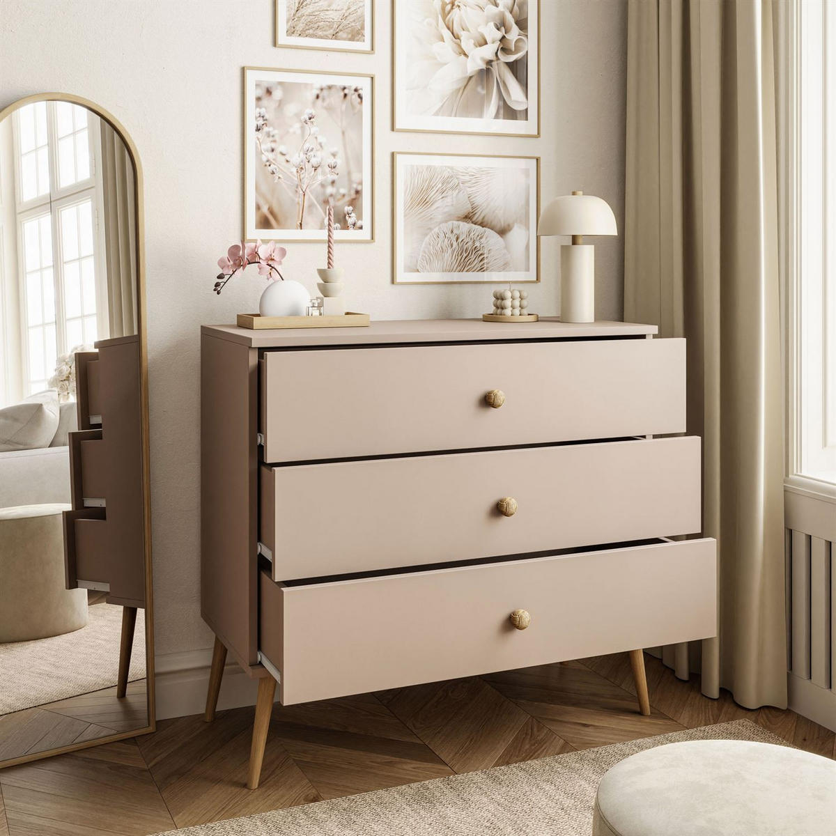 KOMMODE mit Schubladen HARMONY Macchiato - Cappuccino, Holzwerkstoff (100/85/41cm) - Lookway