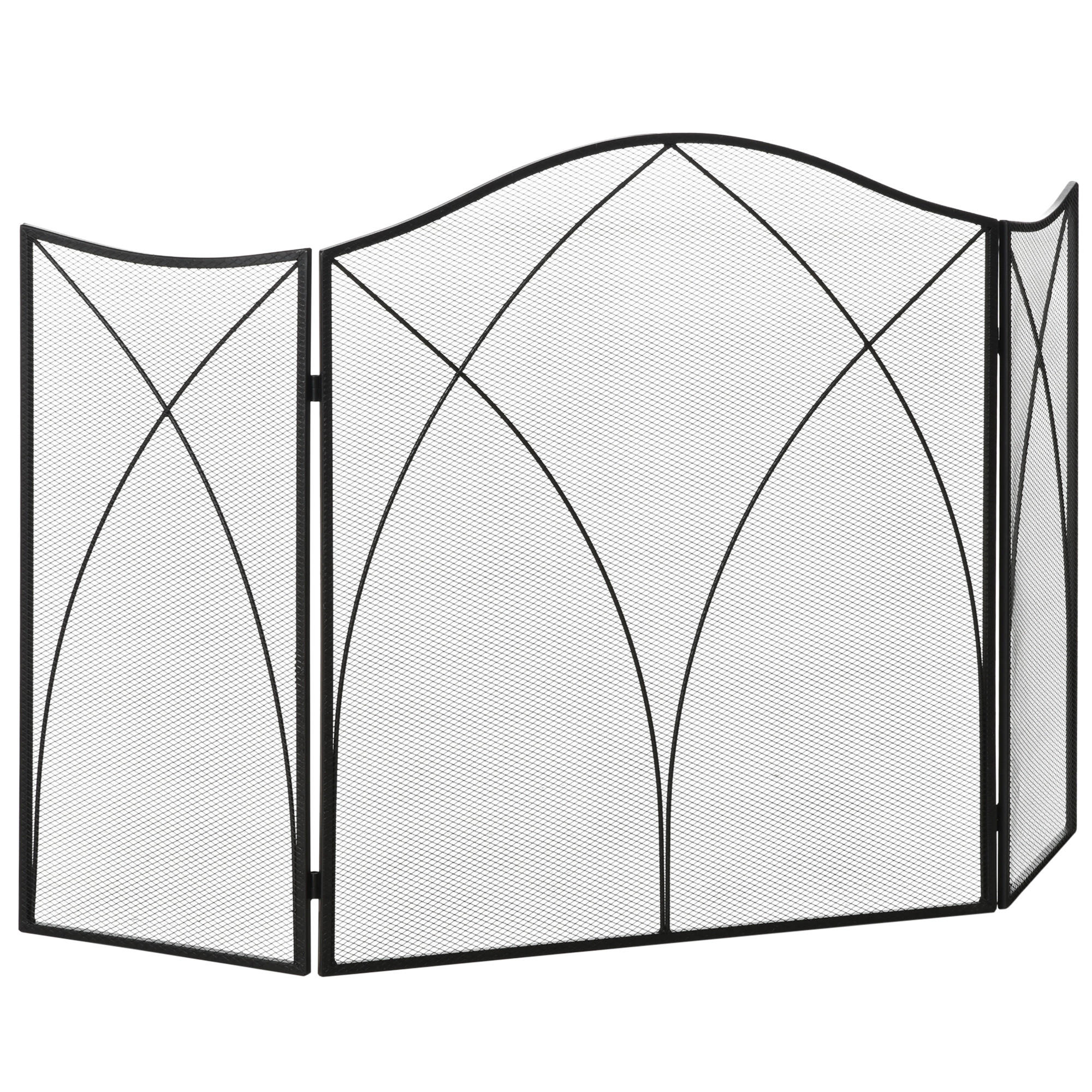 KAMINSCHUTZGITTER - Schwarz, Metall (2/76/126cm) - HOMCOM
