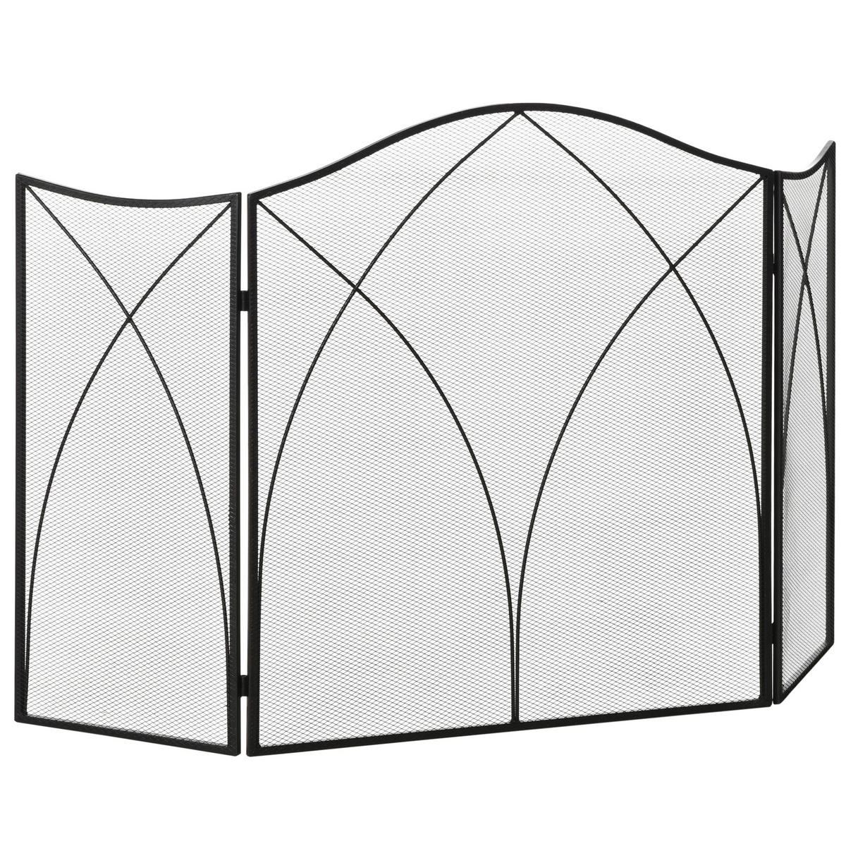KAMINSCHUTZGITTER - Schwarz, Metall (2/76/126cm) - HOMCOM
