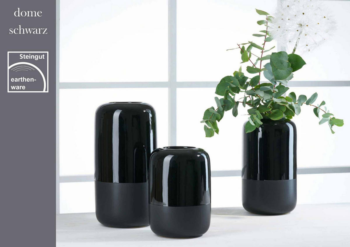 VASEN Dome Schwarz 20/25/30 cm 3er Set - Schwarz, Keramik (1cm) - Ritzenhoff Breker