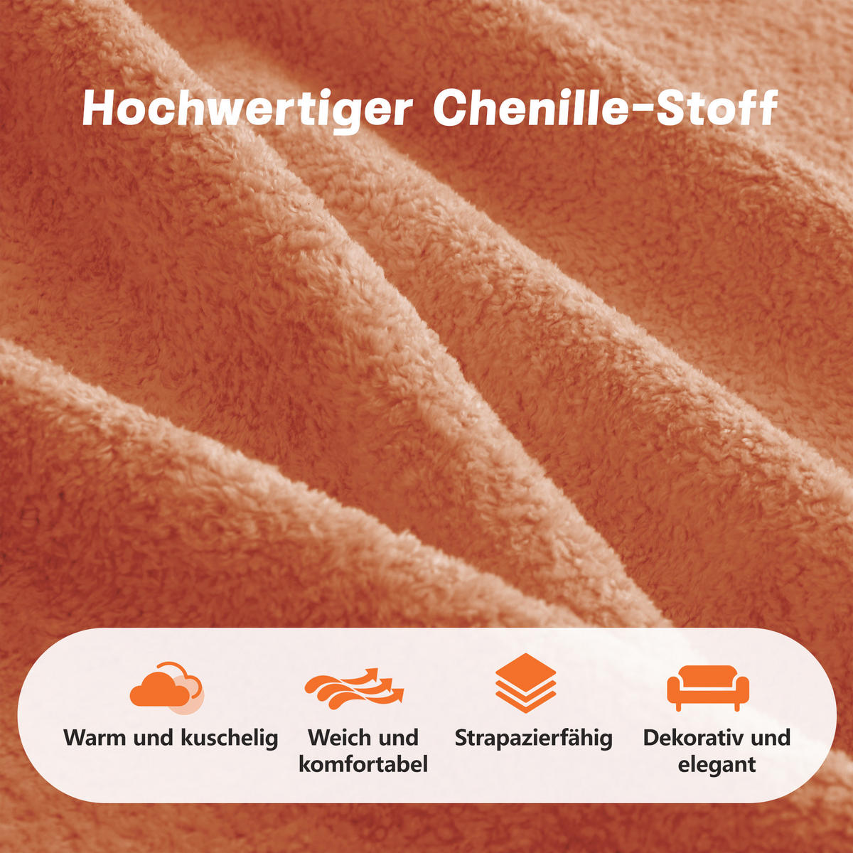 3-SITZER Sofa 288×98×70 cm Samt rahmenlos modular, orange - Orange, Textil (98/70/288cm)