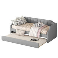 POLSTERBETT 90/200 cm mit Rollbett und gepolstertem Kopfteil, Grau - Grau, Textil (90/200cm) - BEAOK