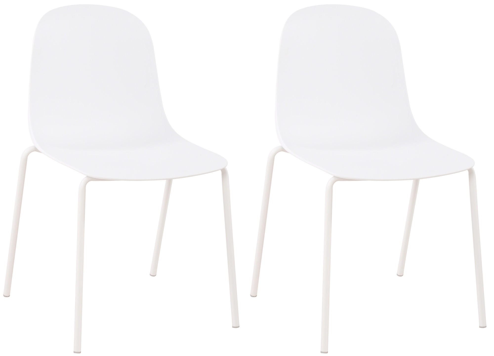 STAPELSTUHL 2er Set Kunststoff Weiß - Weiß, Kunststoff/Metall (51/85/53cm) - CLP