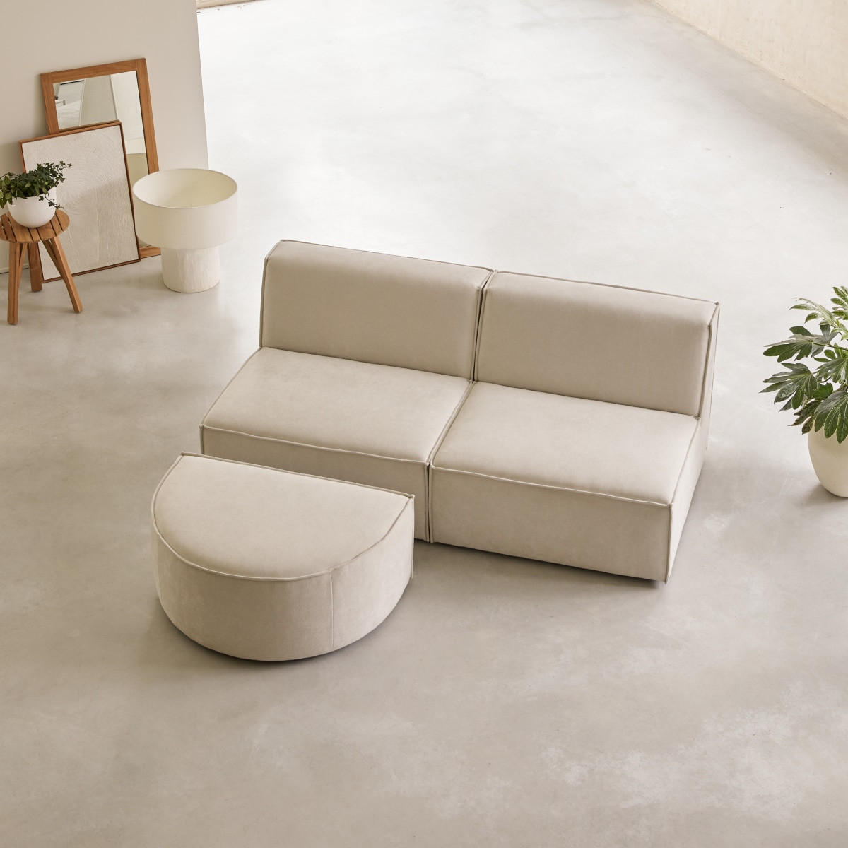 SOFA Dario Beige aus Stoff - Beige, Textil (247/75/93cm) - Tikamoon