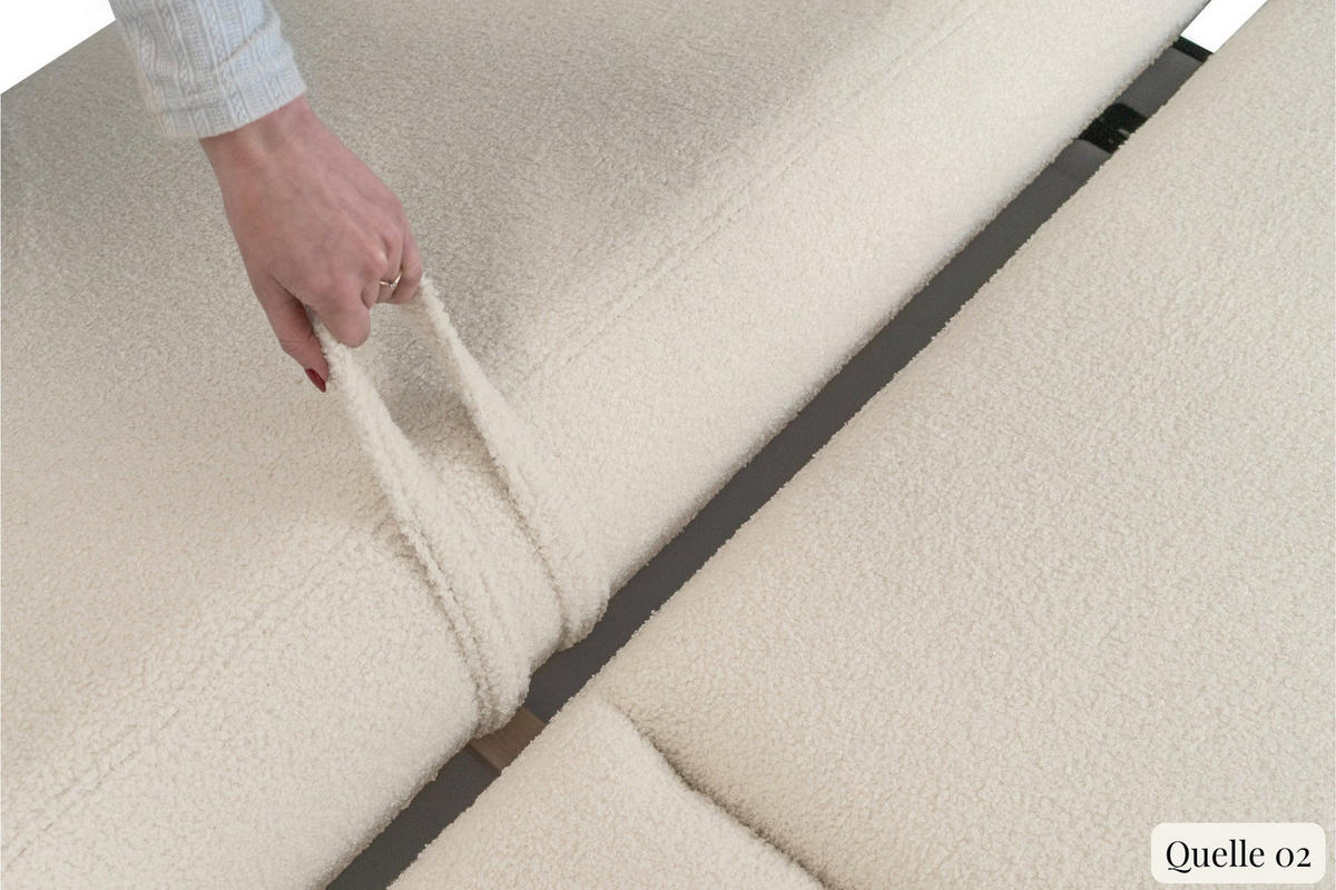 SCHLAFSOFA Bolla 3-Sitzer mit Bettkasten, Elfenbein Weiß Boucle 240/90/90 cm - Schwarz/Weiß, Kunststoff/Textil (240/90/90cm) - WFL GROUP