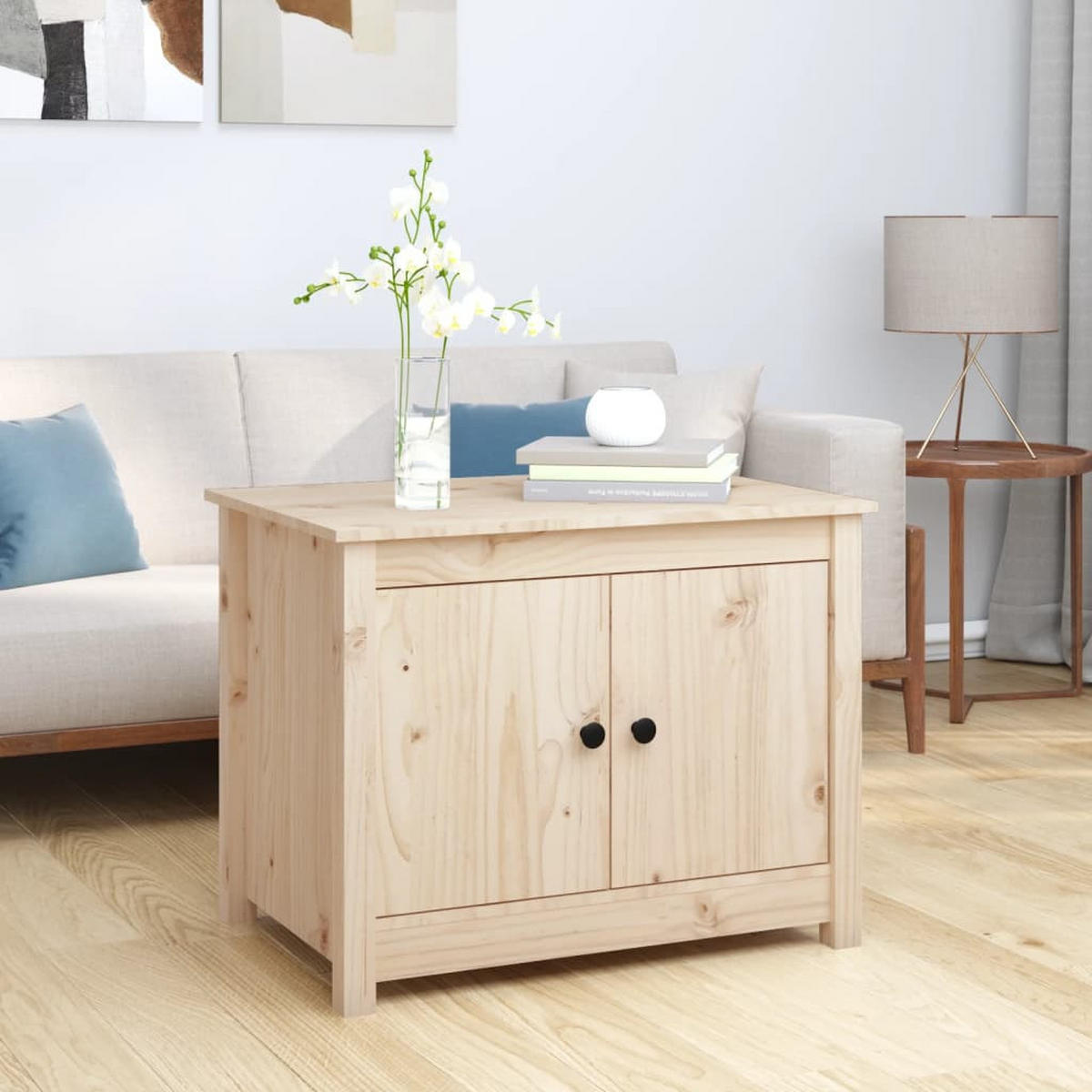 COUCHTISCH 71x49x55 cm Massivholz Kiefer - Naturfarben, Holz (71/49/55cm) - furnicato