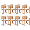 GARTENSTUHL 8er Set Cremeweiß Sassari II - Hellbraun/Weiß, Holz (54/80/59cm) - Beliani