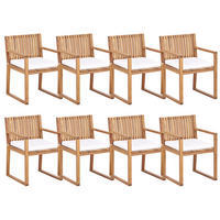 GARTENSTUHL 8er Set Cremeweiß Sassari II - Hellbraun/Weiß, Holz (54/80/59cm) - Beliani