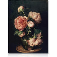 LEINWANDBILD Pfingstrosen Dunkel Academia 30 x 40 cm - Rosa, Papier (30/0.5cm)