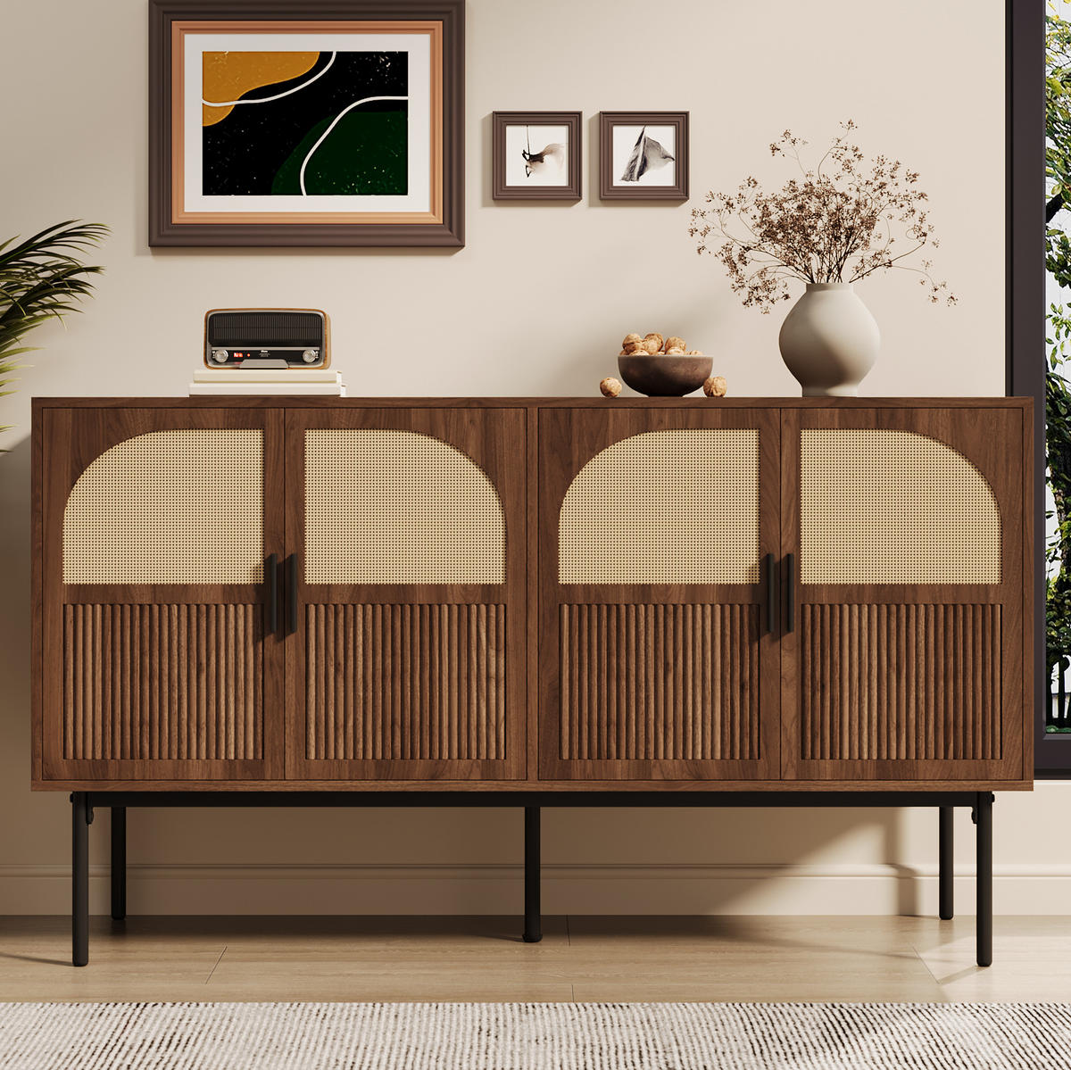 KOMODA 140/40/80 cm od MDF-a u prirodnoj boji s dekorom ratana - prirodne boje, drvni materijal (140/80/40cm) - Modenvie