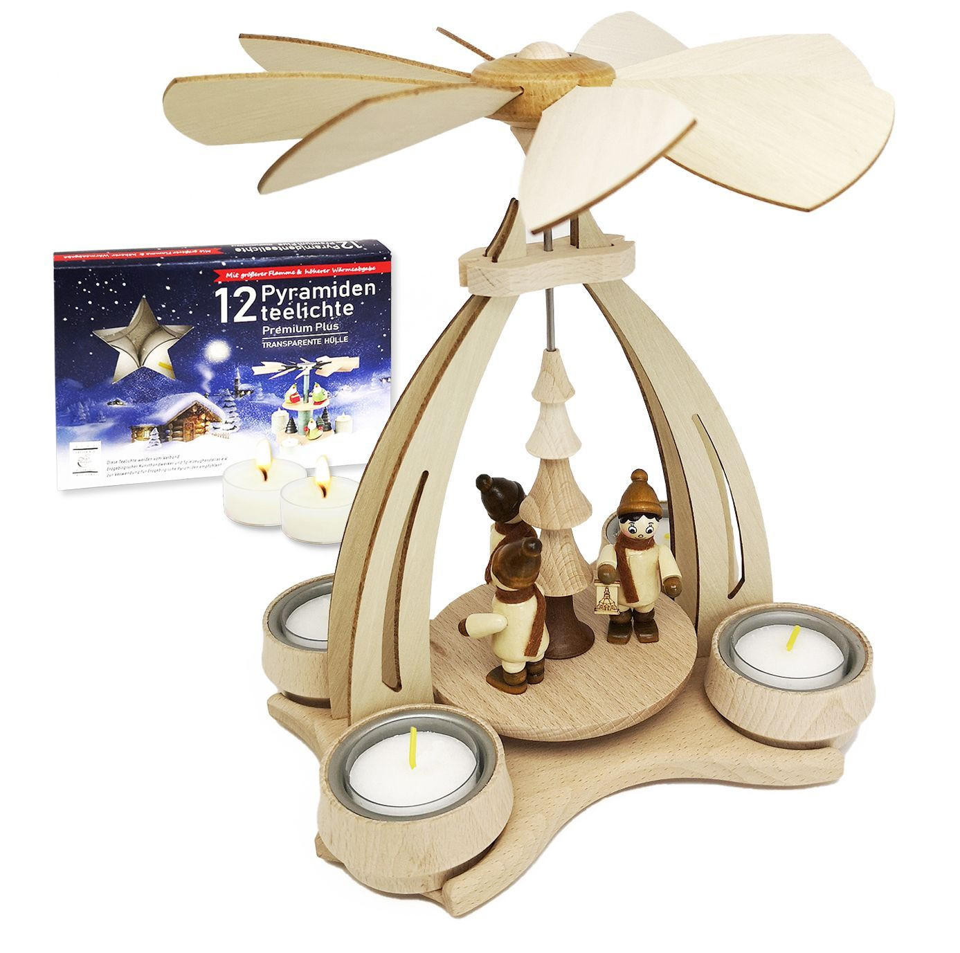 TISCH-PYRAMIDE Laternenkinder 14/18/24 cm - Multicolor, Holz (0.1/24/0.1cm) - Dekoteam24