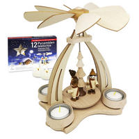 TISCH-PYRAMIDE Laternenkinder 14/18/24 cm - Multicolor, Holz (0.1/24/0.1cm) - Dekoteam24