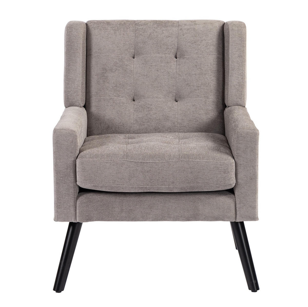 SESSEL Hellgrau mit Tufting und Massivholzbeinen, kompakt und bequem,76/68/88 cm - Hellgrau, Textil (76/88/68cm) - Flora Grace