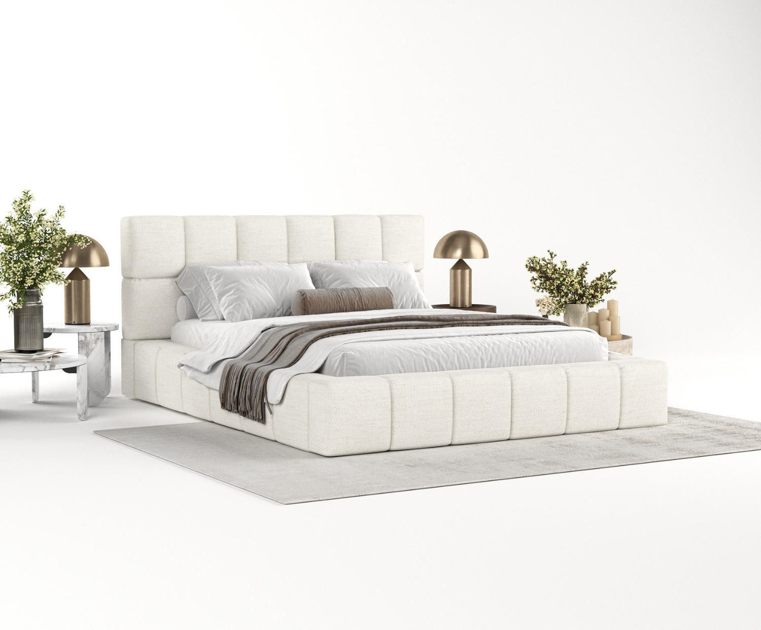 POLSTERBETT Paros mit Stauraum 160/200 cm Creme im Modesto Stoff - Creme/Schwarz, Holz/Holzwerkstoff (160/200cm) - AltaBeds