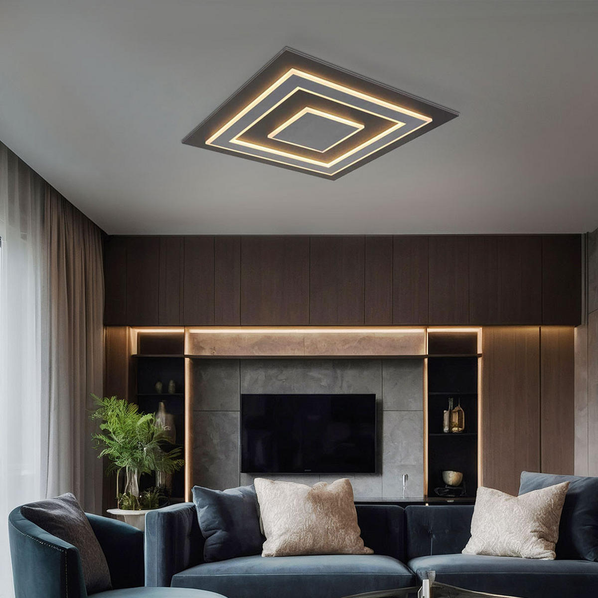 LED DECKENLEUCHTE JAYDEN Anthrazit Grau - Anthrazit, Metall (60/60/5.5cm) - Globo Lighting