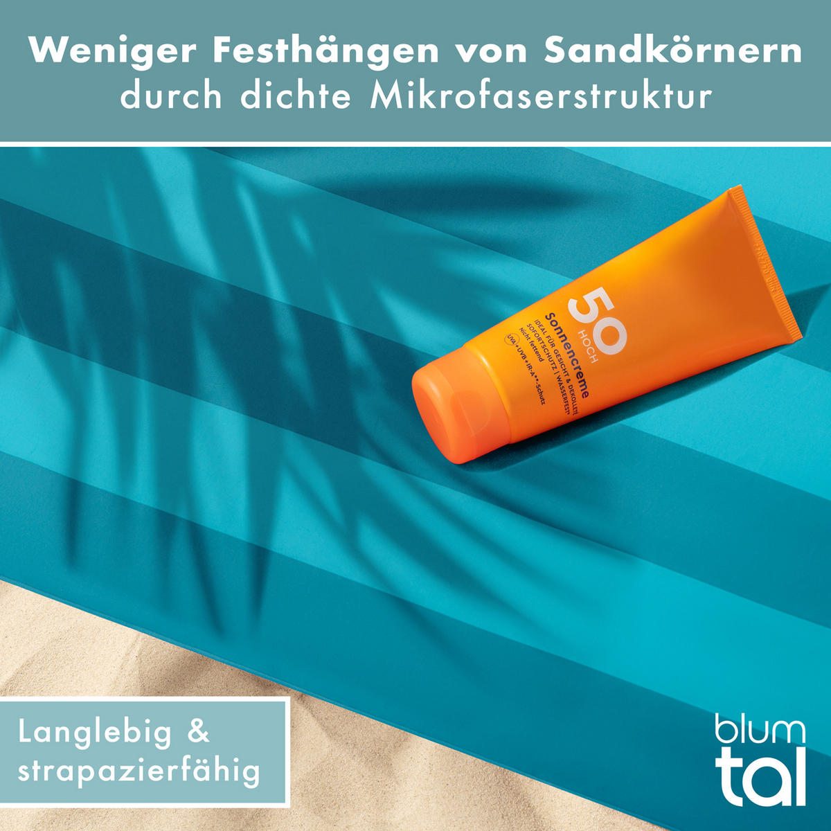 STRANDTUCH Thor 90/180 cm, Türkise Streifen - Türkis/Blau, Textil (90/180cm) - Blumtal