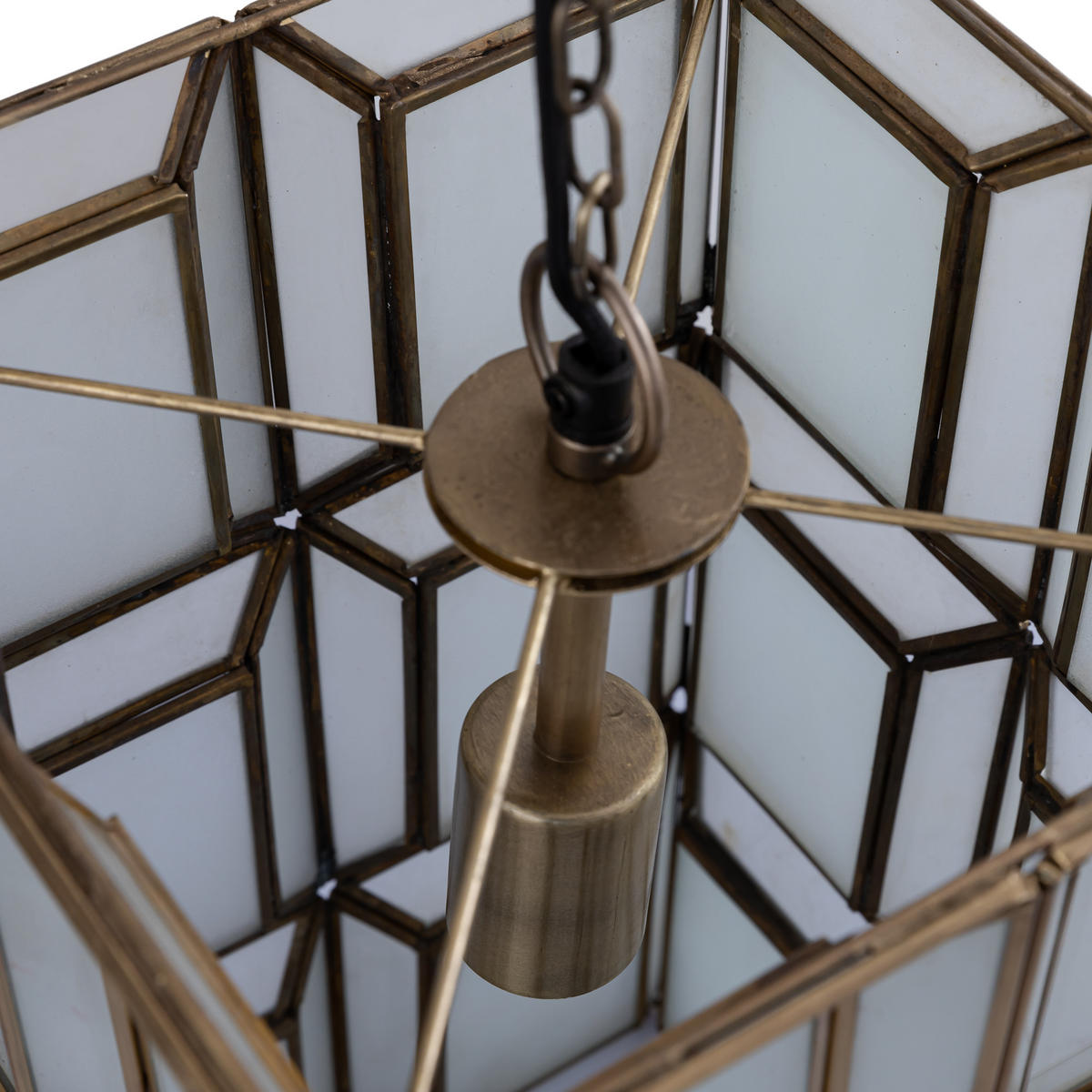 HÄNGELAMPE Layra Gold 24/24/45cm - Goldfarben/Weiß, Glas (24/24/45cm) - PTMD Collection