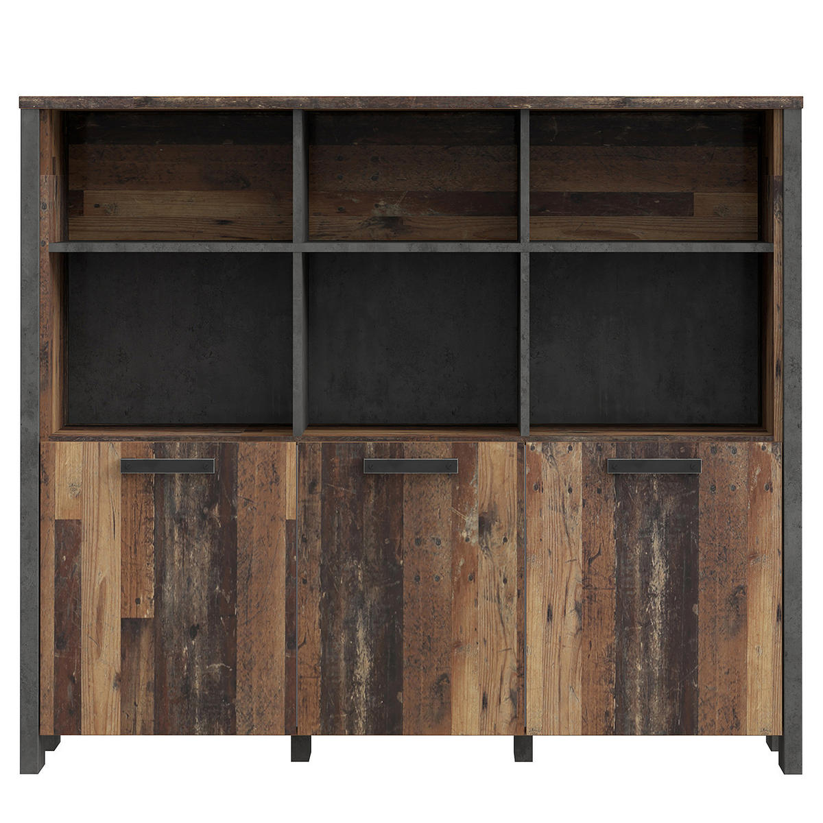 BÜROREGAL - Altholz Dekor / Dunkelgrau - Braun, Holzwerkstoff (136/118/42cm) - home24