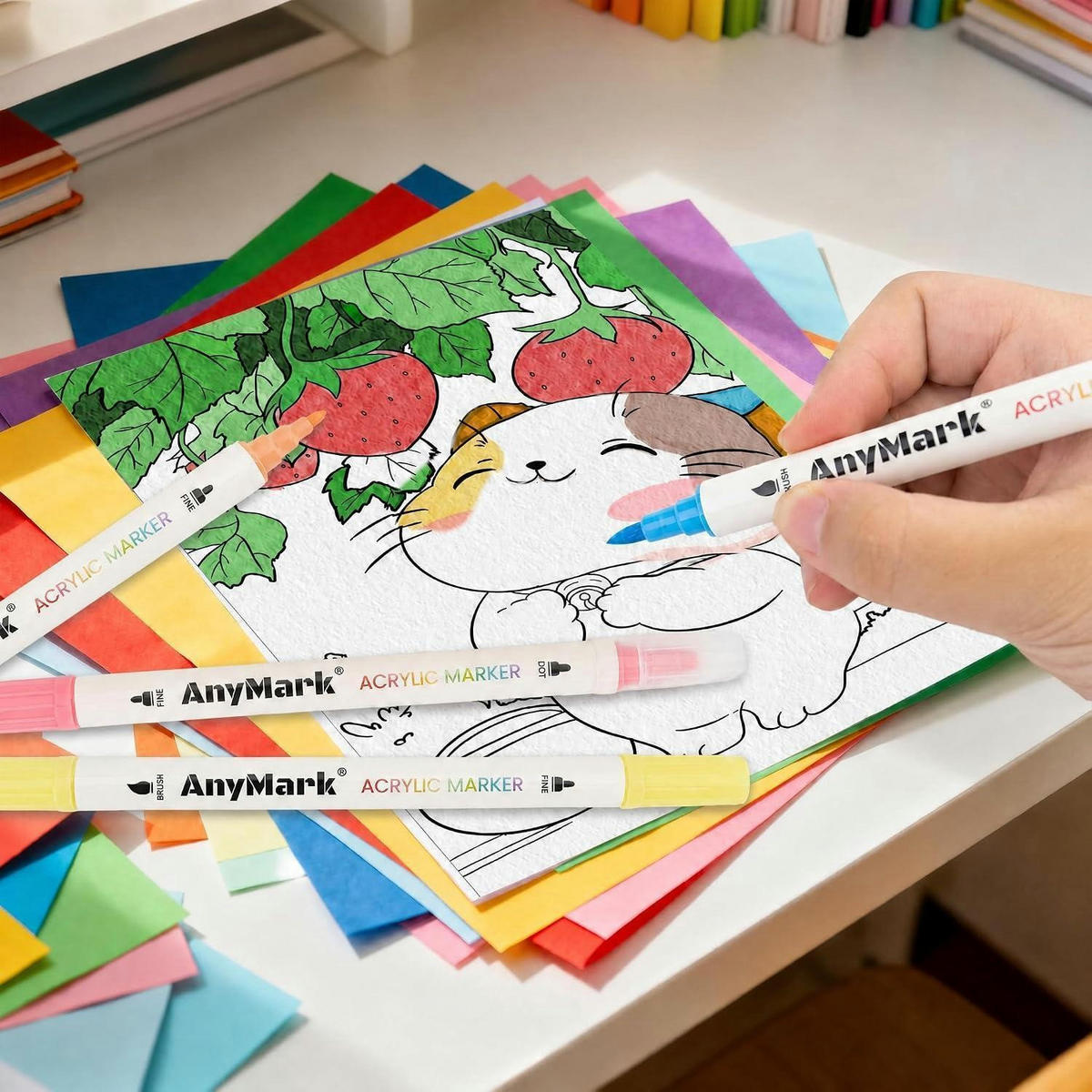 ACRYLSTIFTE 48er Set mit Doppelspitze - Multicolor, Kunststoff (16/5/18cm)