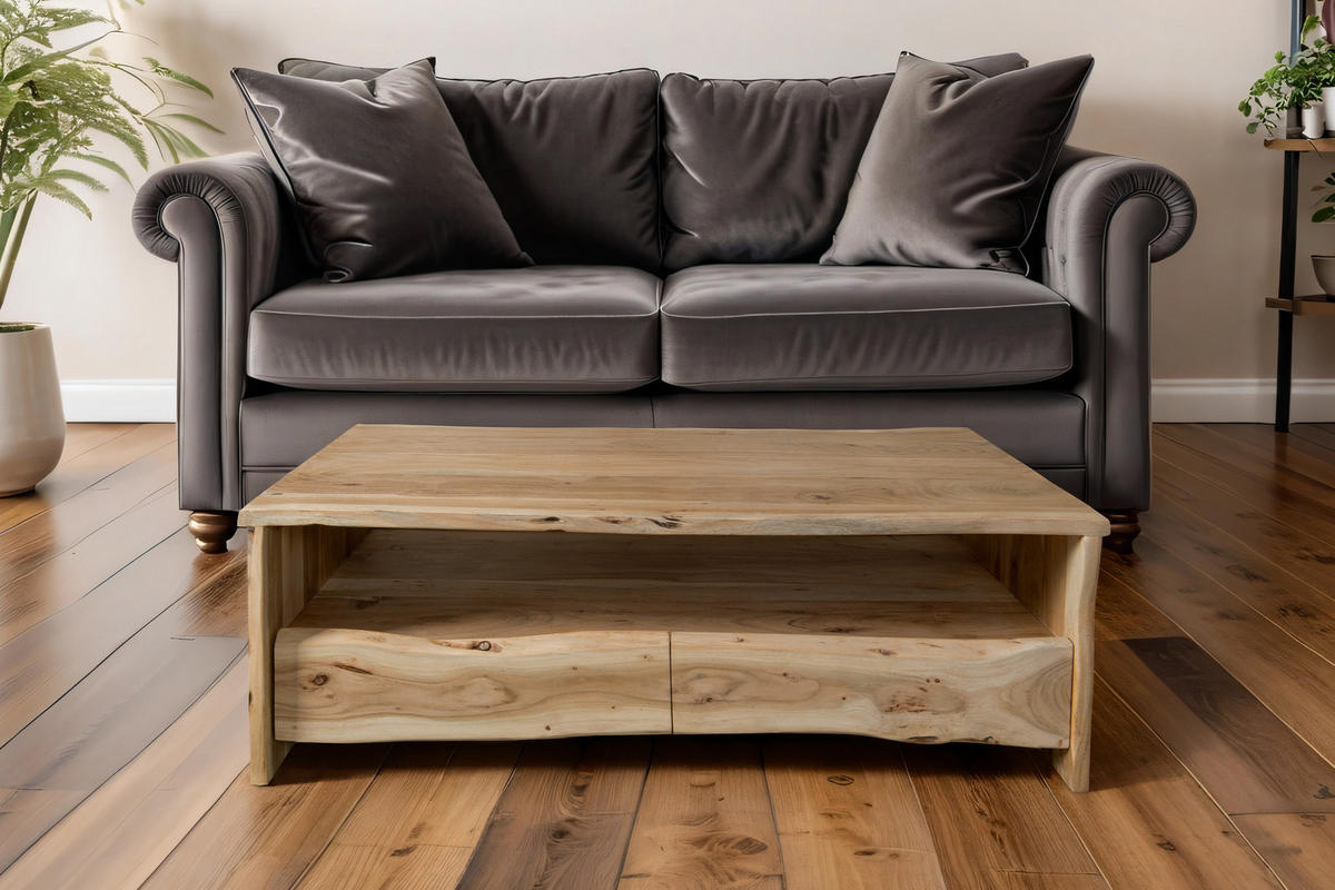 COUCHTISCH DAHLIA - Beige/Naturfarben, Akazienholz/Holz (70/130/45cm) - SAM