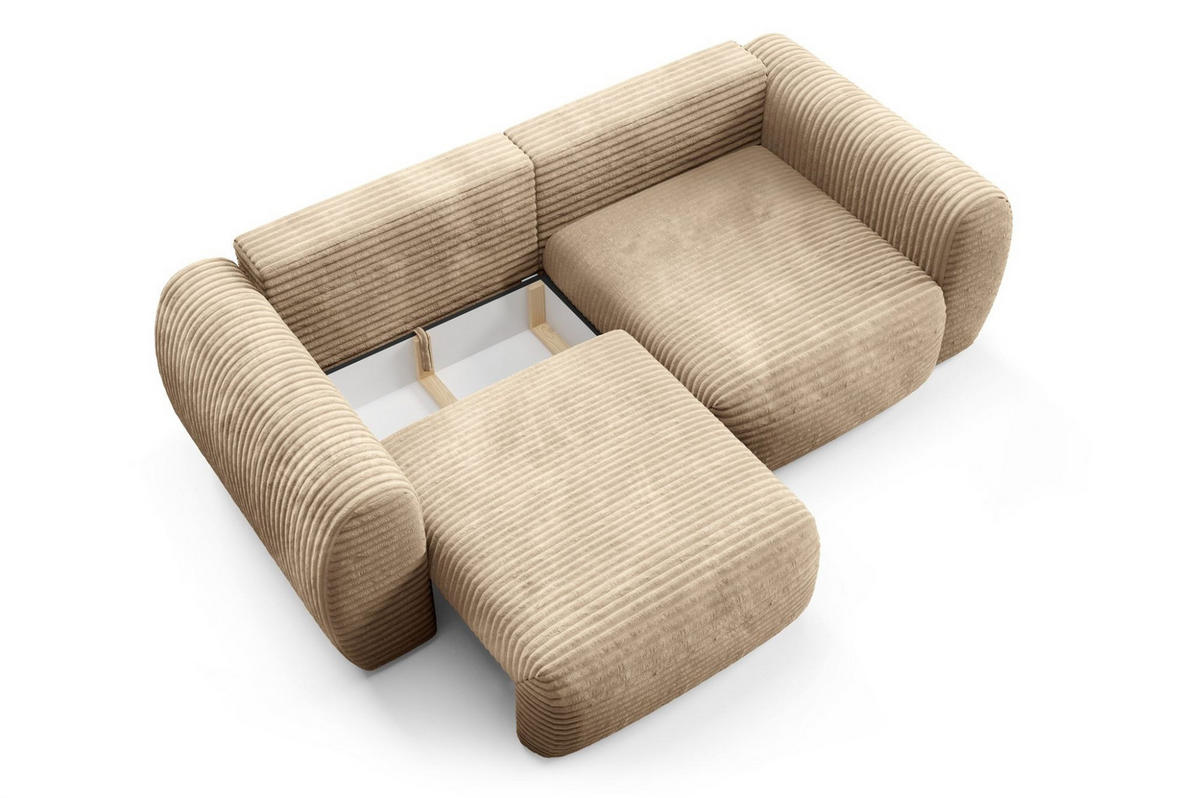 SCHLAFSOFA Simone - Sandfarben, Holzwerkstoff/Textil (266/95/110cm) - Fun Möbel