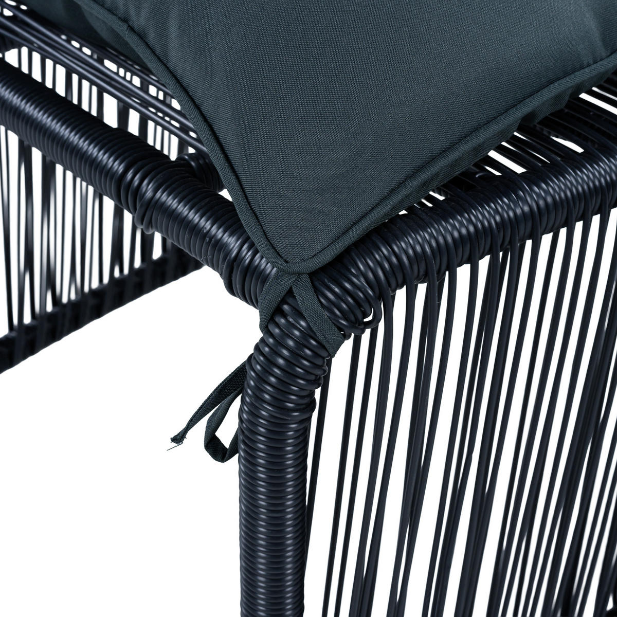 GARTENLIEGE 5-teilig Outdoor Gartenmöbel Set mit Tisch und 2 Stühlen für Terrasse - Schwarz/Grau, Textil/Metall (65/70cm) - STILVORA