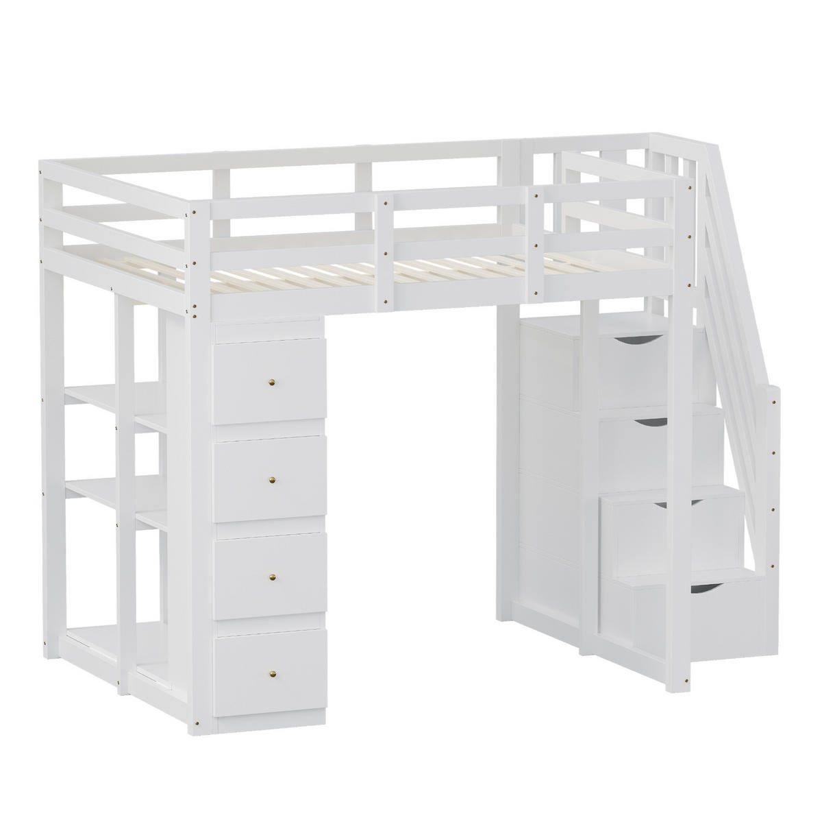 HOCHBETT 140/200 cm Weiß aus Holz mit Stauraum - Weiß, Holz (140/200cm) - OKMYHOME