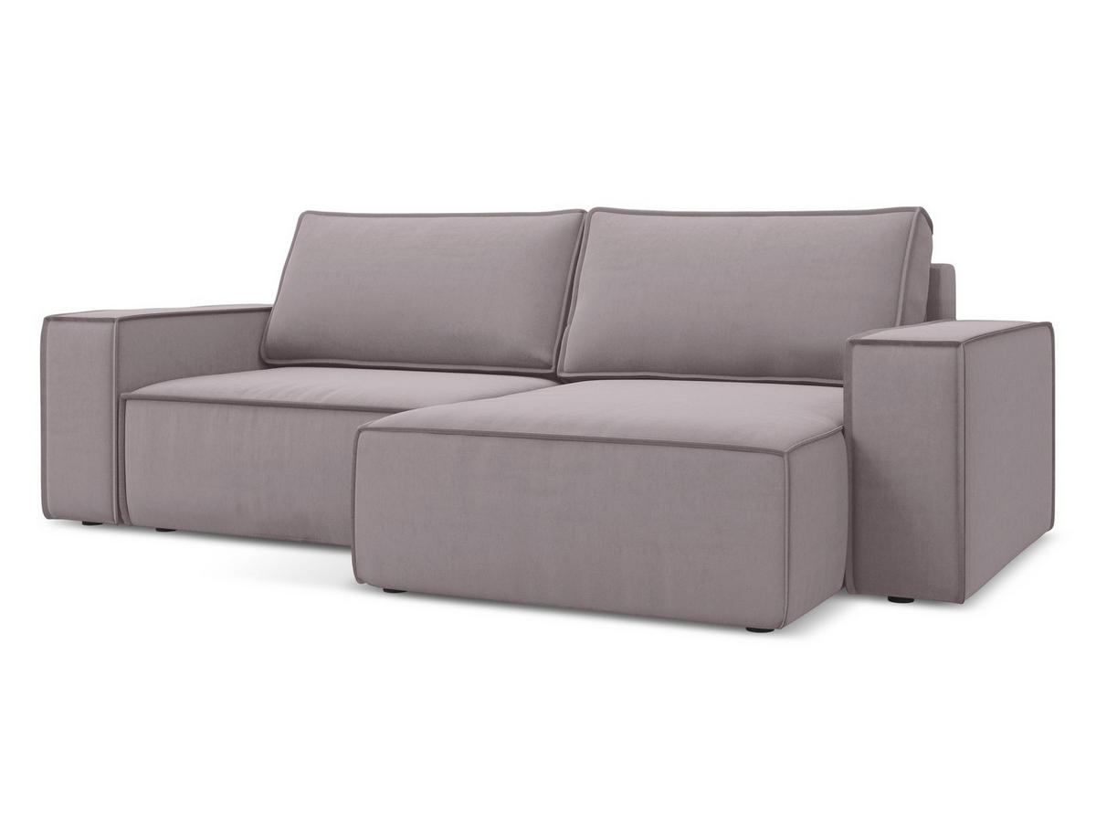 ECKSOFA mit Schlaffunktion Samt Stoff Violett - Lila/Flieder, Kunststoff/Textil (257/148cm) - Makamii
