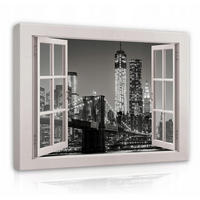 LEINWAND BILDER Stadt New York Wohnzimmer 80x60 - Multicolor, Holzwerkstoff (80/60cm) - Wallarena