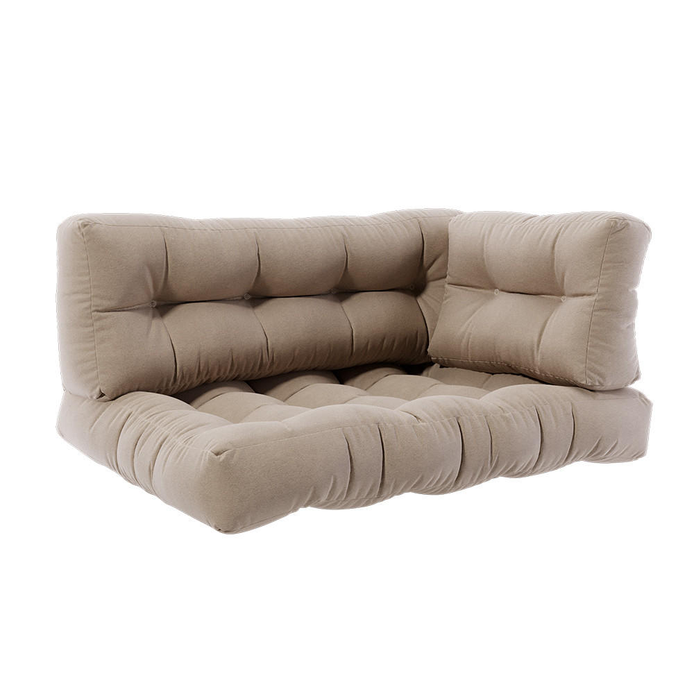 PALETTENKISSEN SET Flocken Sand 120 x 80 cm 3 Teile - Sandfarben, Textil (120/80/15cm) - Vicco