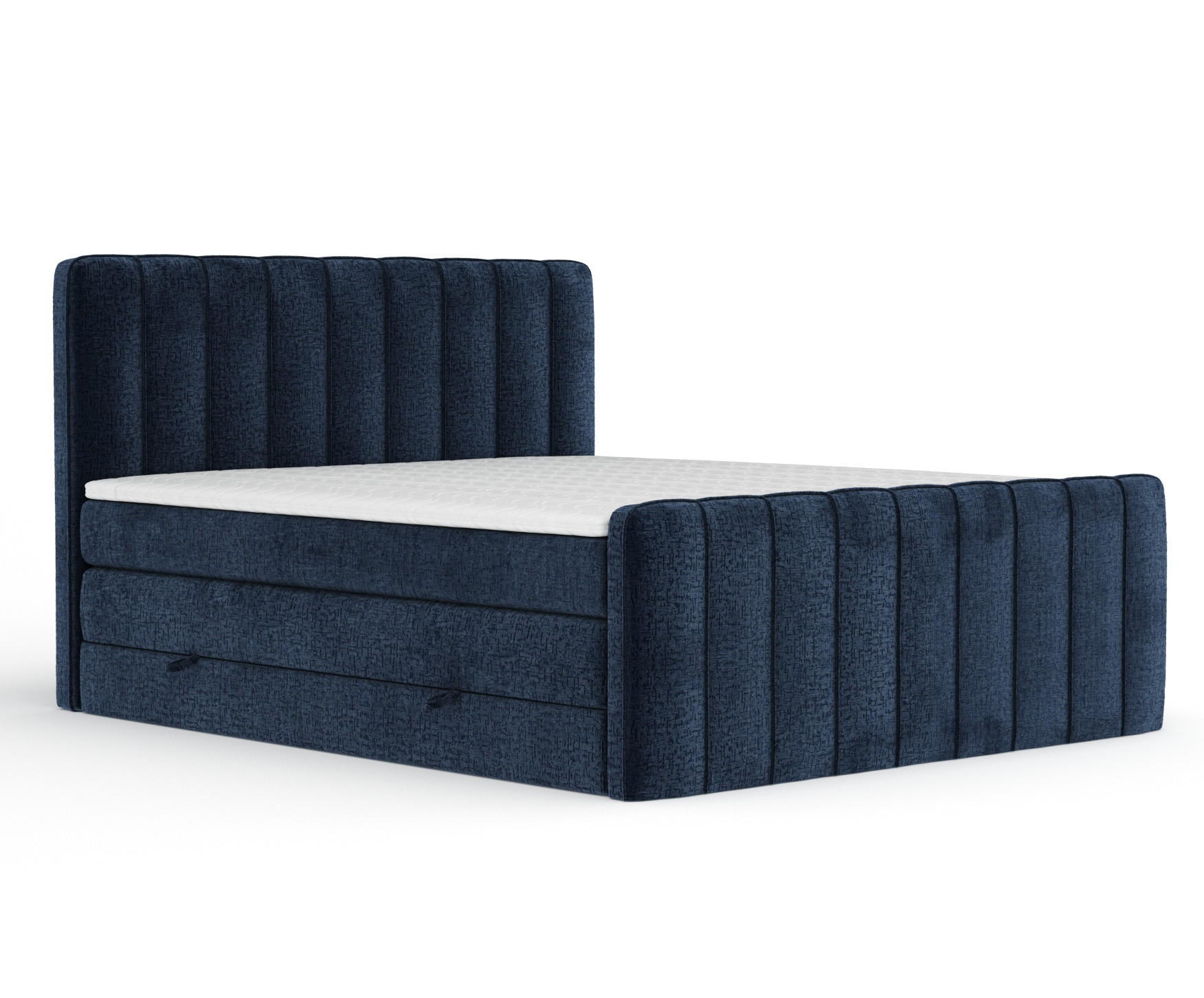 BOXSPRINGBETT Novara Marineblau 200/200 cm - Schwarz/Dunkelblau, Holz/Holzwerkstoff (200/200cm) - Maison de Reve