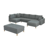 WOHNLANDSCHAFT inkl. Hocker Henrik Grau Boucle - Braun/Grau, Holz/Textil (310/81/161cm) - S-Style Möbel