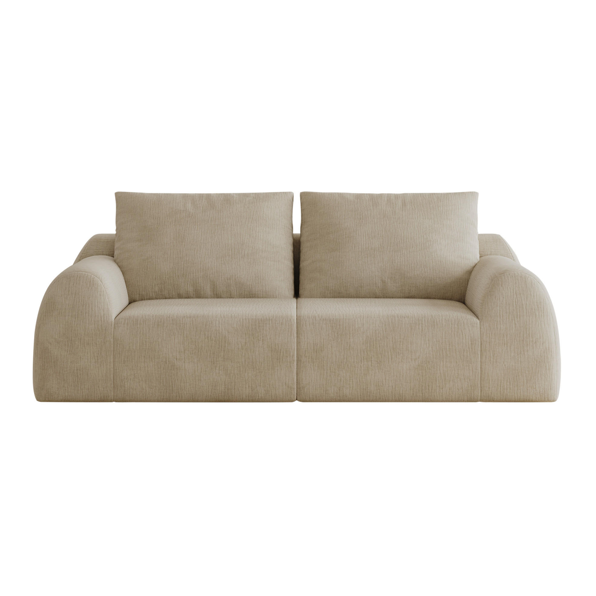 SOFA 190 cm in Khaki aus Chenille, ohne Montage - Sandfarben, Textil (95/85/190cm) - Flora Grace