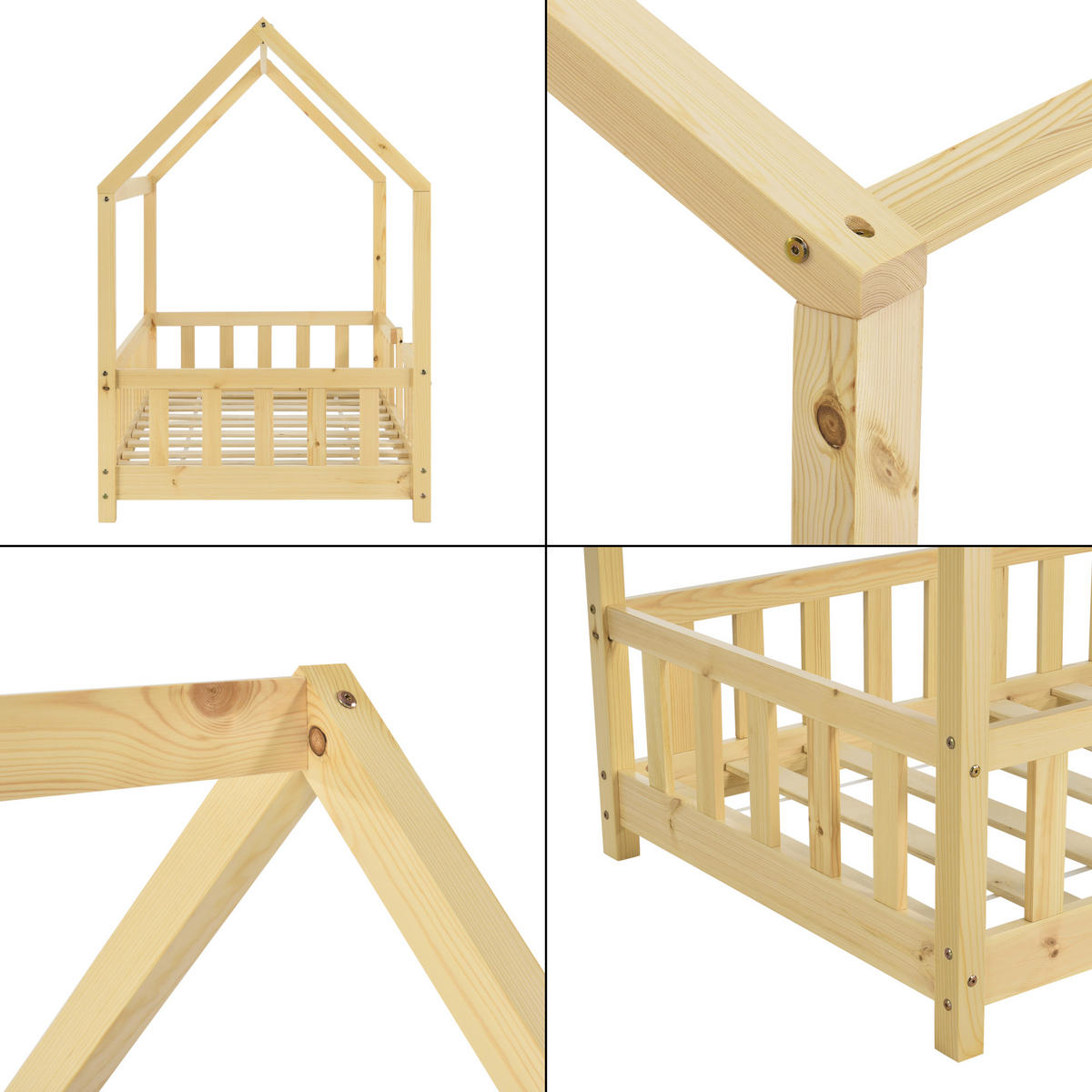 HAUSBETT Sisimiut - Naturfarben, Holz (80/160cm) - [en.casa]