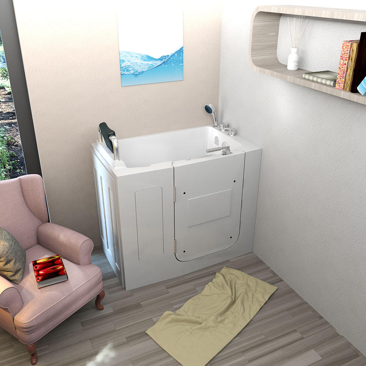 SENIOREN Sitzwanne mit Tür S08-C-L - Weiß, Glas/Kunststoff (110/114/68cm) - AcquaVapore by Sandra Jentho