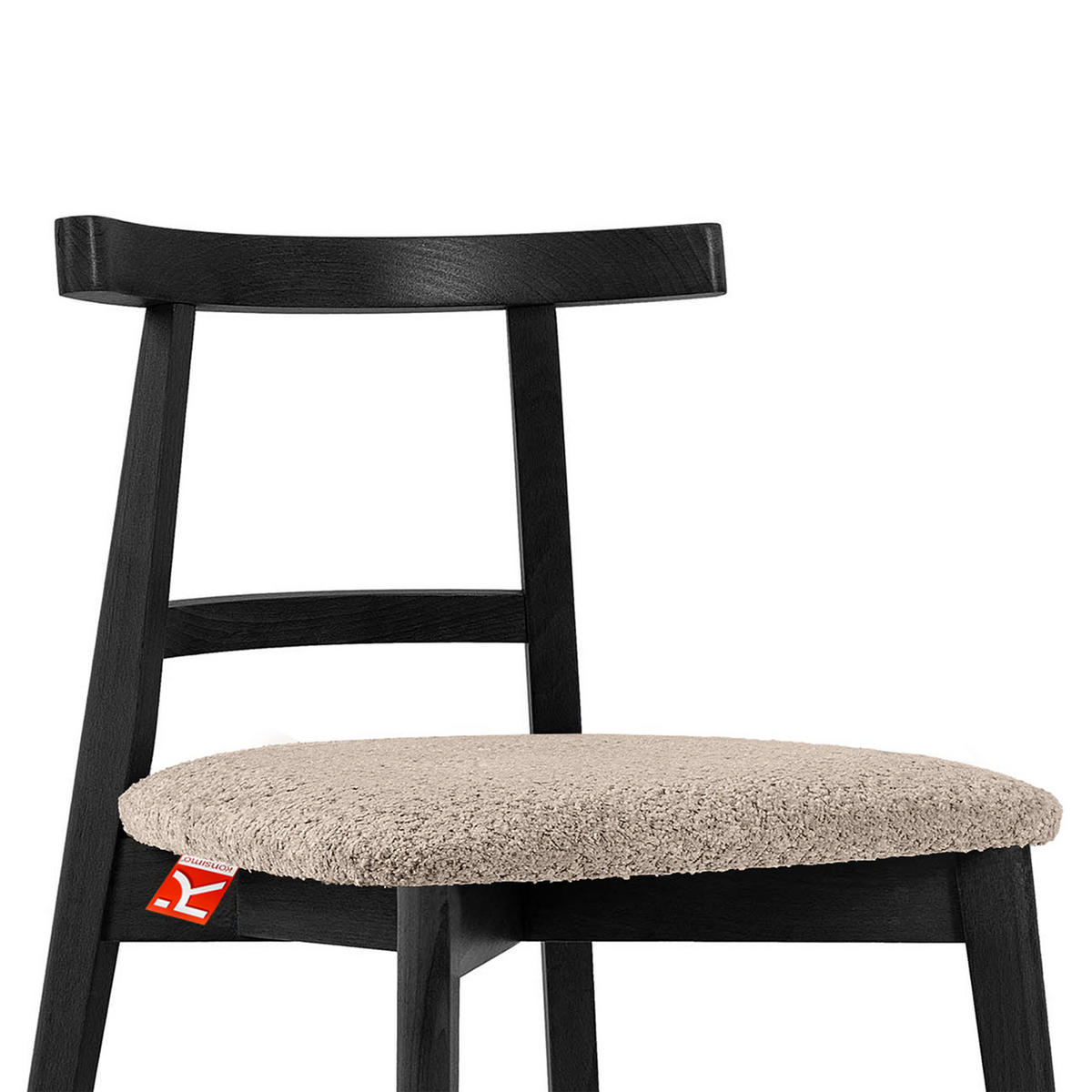 HOLZSTUHL LILIO Esstischstühle, 2-er Set, Bouclé - Beige/Schwarz, Holz/Textil (47/76.5/45cm) - KONSIMO®