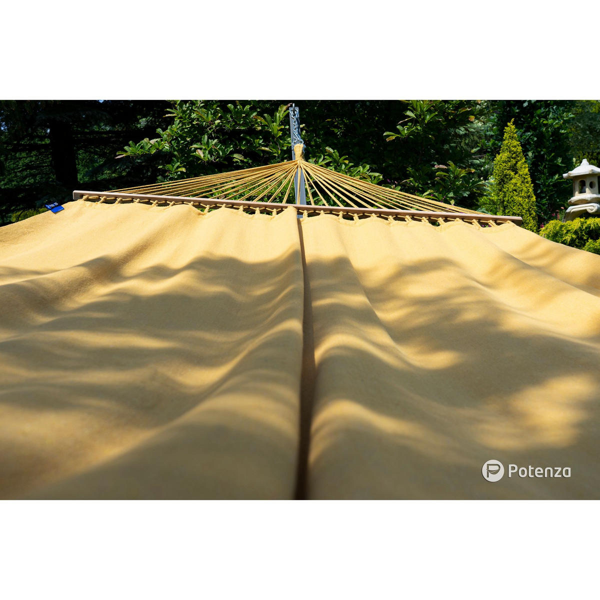 HÄNGEMATTE mit Gestell, 2 Personen, Stabhängematte, XXL, 200 kg, Metall, Gold, einfache Montage - Goldfarben, Metall (370/130/120cm) - Potenza