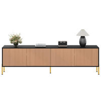 TV-SCHRANK mit 4 Türen 179 x 35 x 53,5 cm Schwarz/Natur - Schwarz, Holzwerkstoff (35/53.5/179cm) - Beauniv