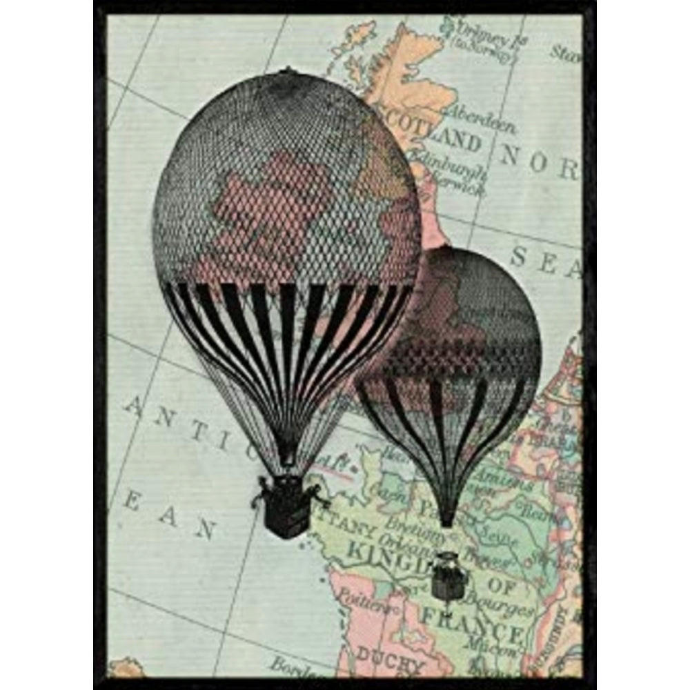 POSTER Zwei Heißluftballons Über Uk A4 Rahmenlos - Klar, Papier (29.7/5/21cm) - Nacnic