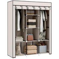 STOFFSCHRANK DE-17214 8 Böden & 2 Kleiderstangen Creme - Creme, Metall (43/162.5/125cm) - ComfortXL
